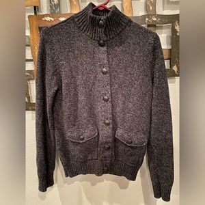 Lauren Ralph Lauren Knit Heavy Cardigan Size L Button Up Black Buttons